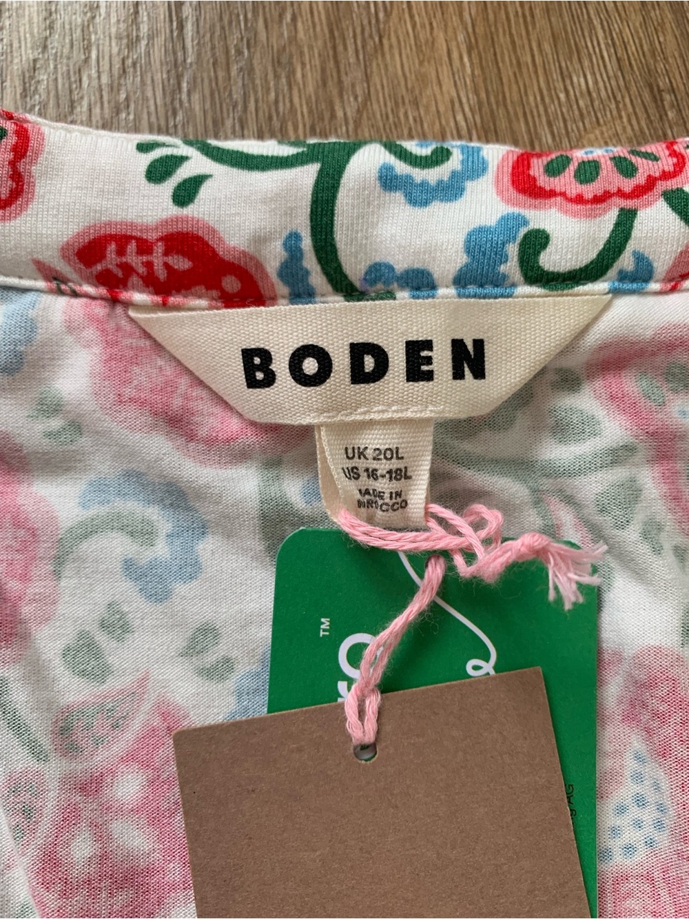 Boden Nicola Jersey Tea Dress Ivory Floral Garden Vine Ruffle Midi Sz 16-18L NEW - Picture 9 of 10
